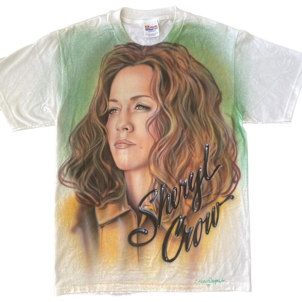 ❌SOLD🏷️Vintage 90s Sheryl Crow Airbrush Original Art T-shirt Americana Rock M